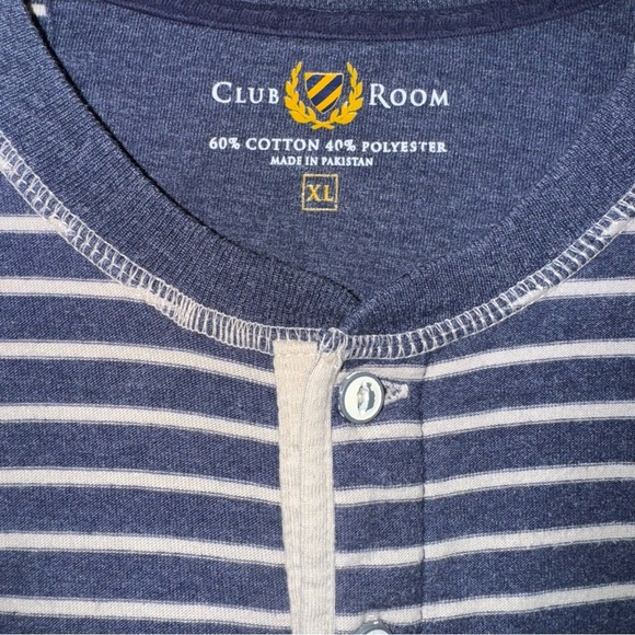 Club Room Men’s Shirt Size XL Macys Polo Short Sleeve Blue/White Soft Striped - Picture 4 of 6
